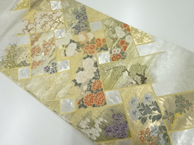 JAPANESE FUKURO OBI / WOVEN FLORAL PLANTS